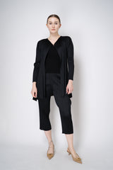 Pleats Please Issey Miyake "Olé!" Open Front Cardigan in Black Vancouver. Shop Online or in Store.