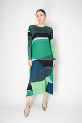 Pleats Please Issey Miyake Orbit Dress in Greens Vancouver. Shop Online or in Store.
