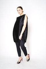 Pleats Please Issey Miyake Orbit Sleeveless Tunic in Black Vancouver. Shop Online or in Store. 
