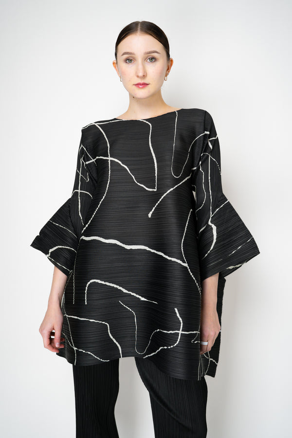 Pleats Please Issey Miyake Pause Contrasting Silhouettes Bounce Tunic Dress in Black and White Vancouver. Shop Online or in Store.