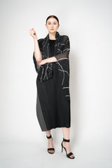 Pleats Please Issey Miyake Pause Contrasting Silhouettes Madame-T in Black and White Vancouver. Shop Online or in Store.