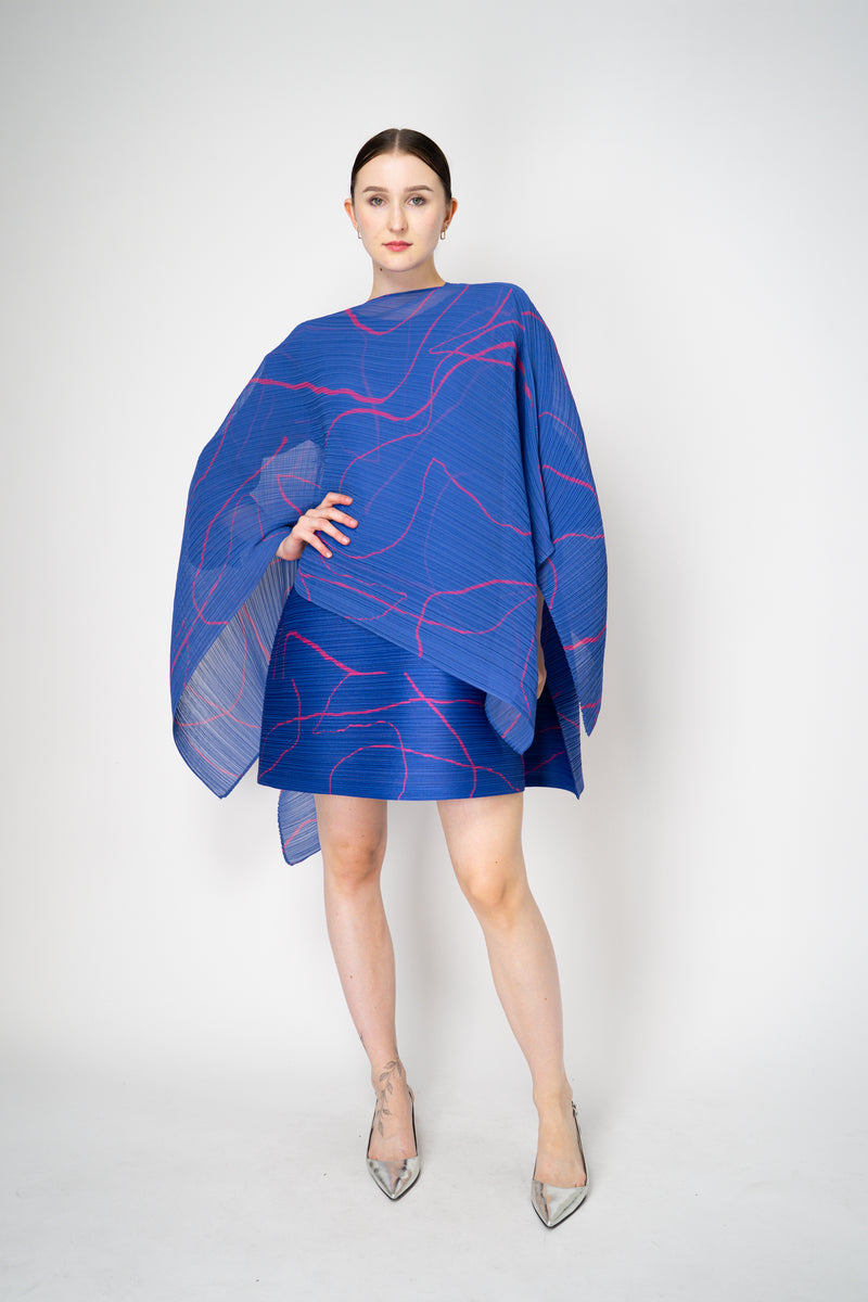 Pleats Please Issey Miyake Pause Contrasting Silhouettes Madame-T in Indigo and Pink Vancouver. Shop Online or in Store.