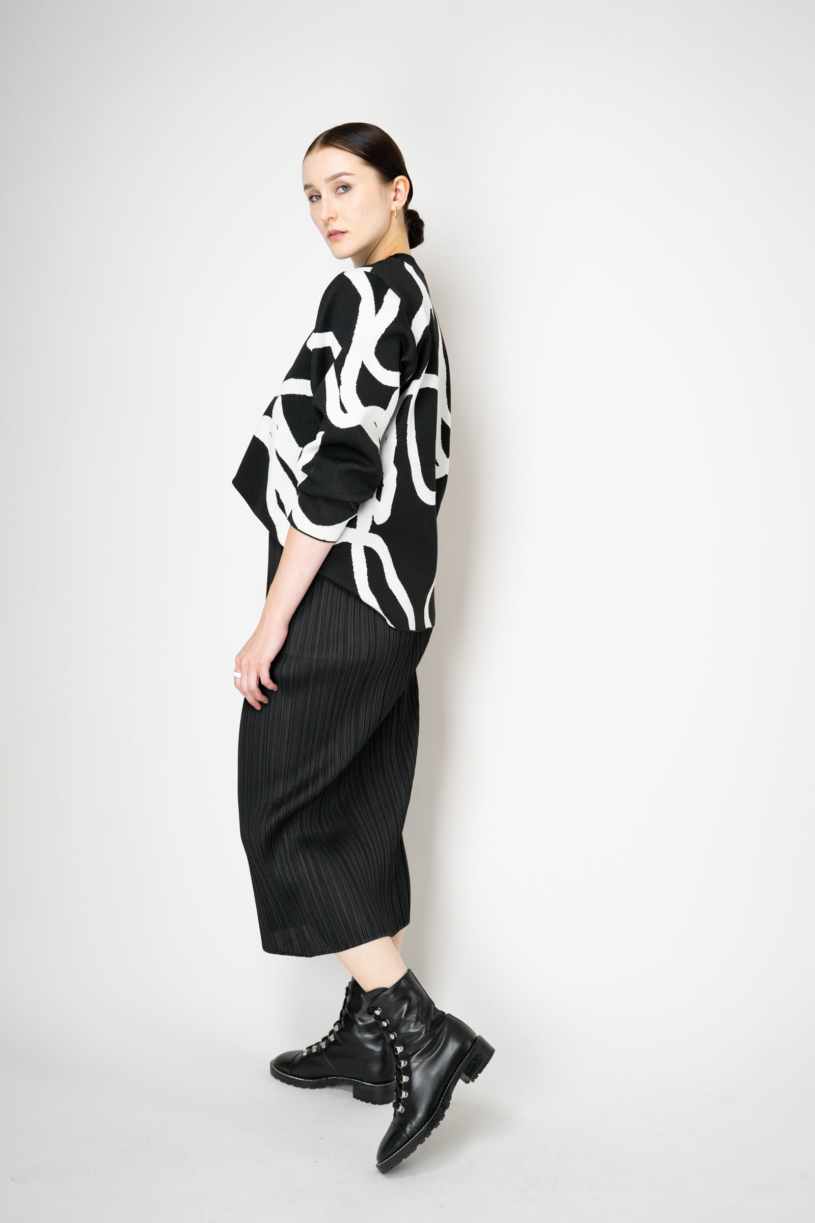 Pleats Please Issey Miyake Pause Knit Contrasting Silhouettes