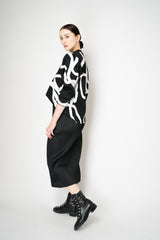 Pleats Please Issey Miyake Pause Knit Contrasting Silhouettes Pullover in Black and White Vancouver. Shop Online or in Store.