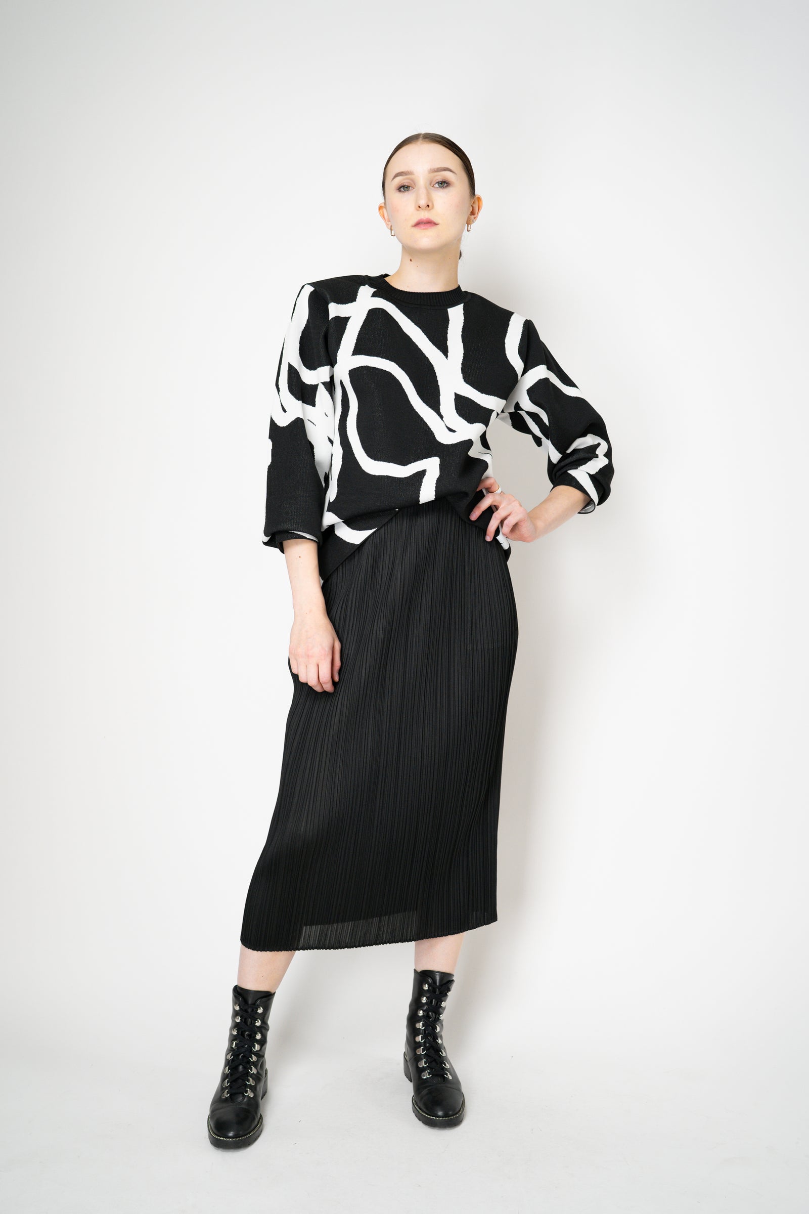 Pleats Please Issey Miyake Pause Knit Contrasting Silhouettes