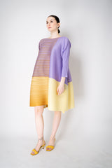 Pleats Please Issey Miyake "Photon" Bounce Tunic in Purple and Yellow Vancouver. Shop Online or in Store.