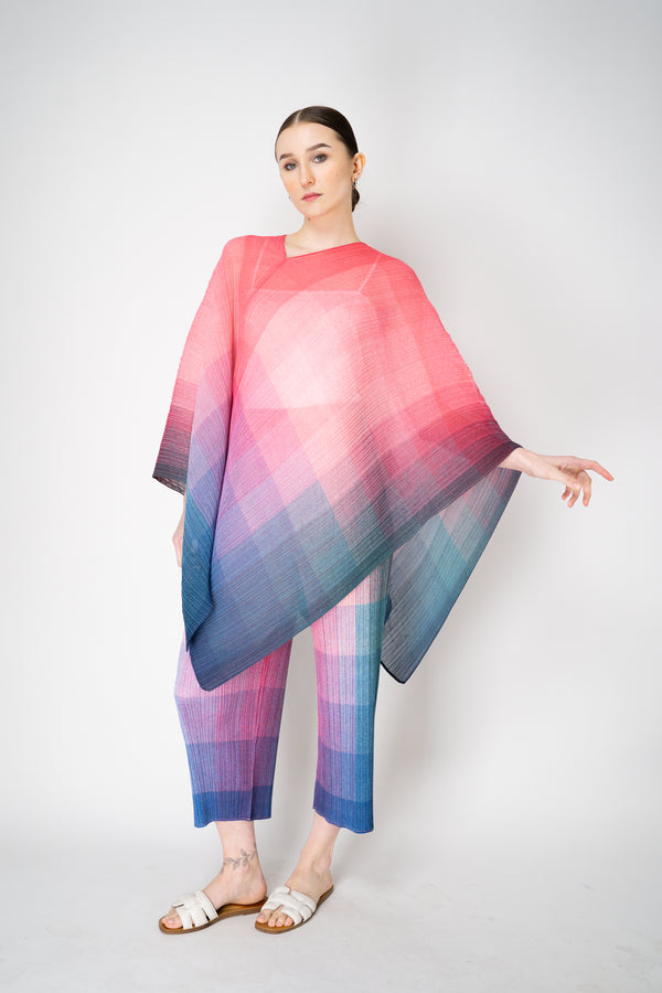 Pleats Please Issey Miyake "Photon" Madame-T in Pink Multicolour Print Vancouver. Shop Online or in Store.
