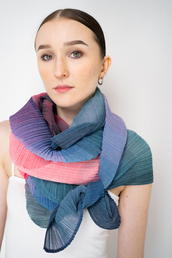 Pleats Please Issey Miyake "Photon" Madame-T in Pink Multicolour Print Vancouver. Shop Online or in Store.