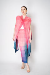 Pleats Please Issey Miyake "Photon" Maxi Skirt in Pink Multicolour Print Vancouver. Shop Online or in Store.