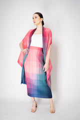 Pleats Please Issey Miyake "Photon" Maxi Skirt in Pink Multicolour Print Vancouver. Shop Online or in Store.