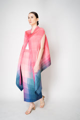 Pleats Please Issey Miyake "Photon" Maxi Skirt in Pink Multicolour Print Vancouver. Shop Online or in Store.