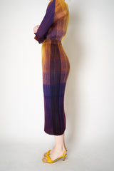 Pleats Please Issey Miyake "Photon" Maxi Skirt in Yellow Multicolour Print Vancouver. Shop Online or in Store.