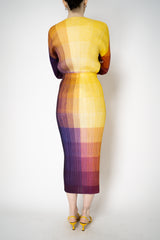 Pleats Please Issey Miyake "Photon" Maxi Skirt in Yellow Multicolour Print Vancouver. Shop Online or in Store.