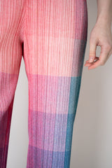Pleats Please Issey Miyake "Photon" Straight Leg Pants in Pink Multicolour Print Vancouver. Shop Online or in Store.