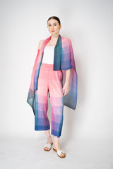 Pleats Please Issey Miyake "Photon" Straight Leg Pants in Pink Multicolour Print Vancouver. Shop Online or in Store.