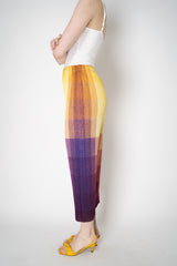 Pleats Please Issey Miyake "Photon" Straight Leg Pants in Yellow  Multicolour Print Vancouver. Shop Online or in Store.