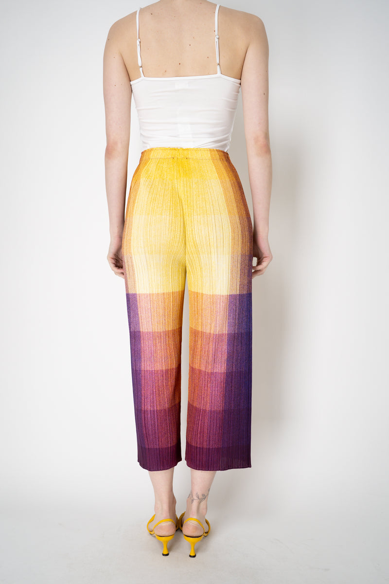 Pleats Please Issey Miyake "Photon" Straight Leg Pants in Yellow  Multicolour Print Vancouver. Shop Online or in Store.