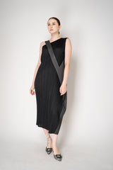 Pleats Please Issey Miyake "Pointe" Asymmetric Layered Dress in Black and Grey Vancouver. Shop Online or in Store.
