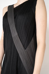 Pleats Please Issey Miyake "Pointe" Asymmetric Layered Dress in Black and Grey Vancouver. Shop Online or in Store.