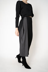 Pleats Please Issey Miyake "Pointe" Colour Blocking Skirt in Black and Grey Vancouver. Shop Online or in Store.