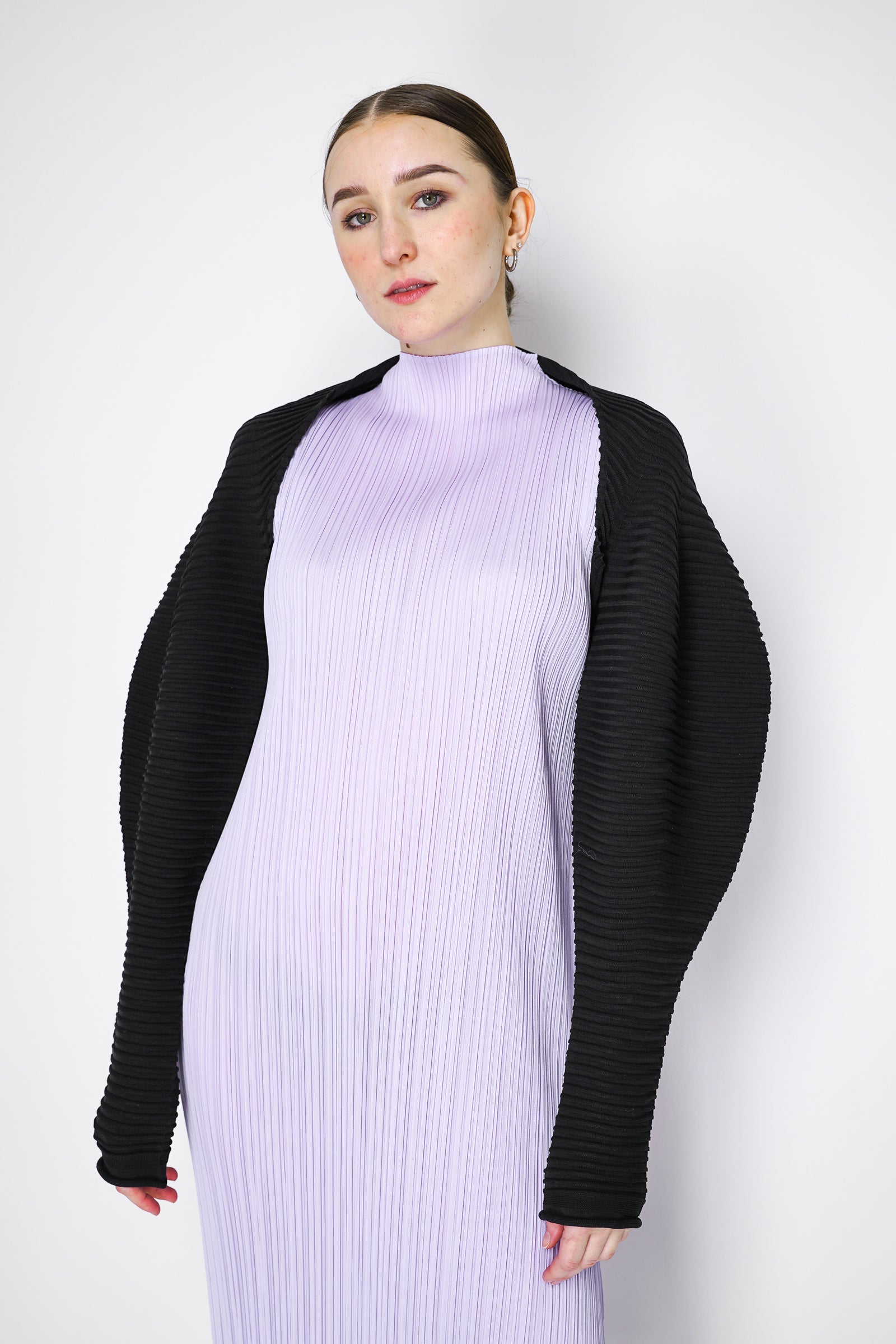 【正規品直輸入】 Powan Miyake Issey Please Pleats Knit Black in Shrug Bolero トップス