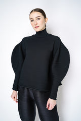 Pleats Please Issey Miyake Powan Knit Puffy Sleeves in Black Vancouver. Shop Online or in Store.
