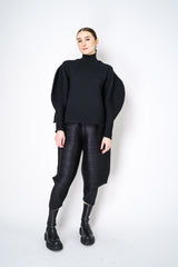 Pleats Please Issey Miyake Powan Knit Puffy Sleeves in Black Vancouver. Shop Online or in Store.