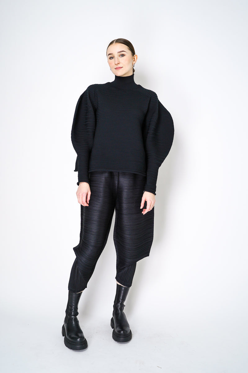 Pleats Please Issey Miyake Powan Knit Puffy Sleeves in Black Vancouver. Shop Online or in Store.