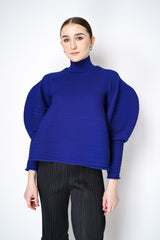 Pleats Please Issey Miyake Powan Knit Puffy Sleeves in Blue Pleats Please Issey Miyake Powan Knit Puffy Sleeves in Blue