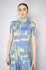 Pleats Please Issey Miyake Refraction Mockneck Shirt in Lavender and Green Print Vancouver. Shop Online or in Store.