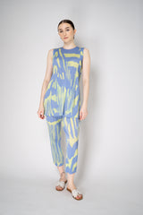 Pleats Please Issey Miyake Refraction Tunic in Lavender and Green Print Vancouver. Shop Online or in Store.