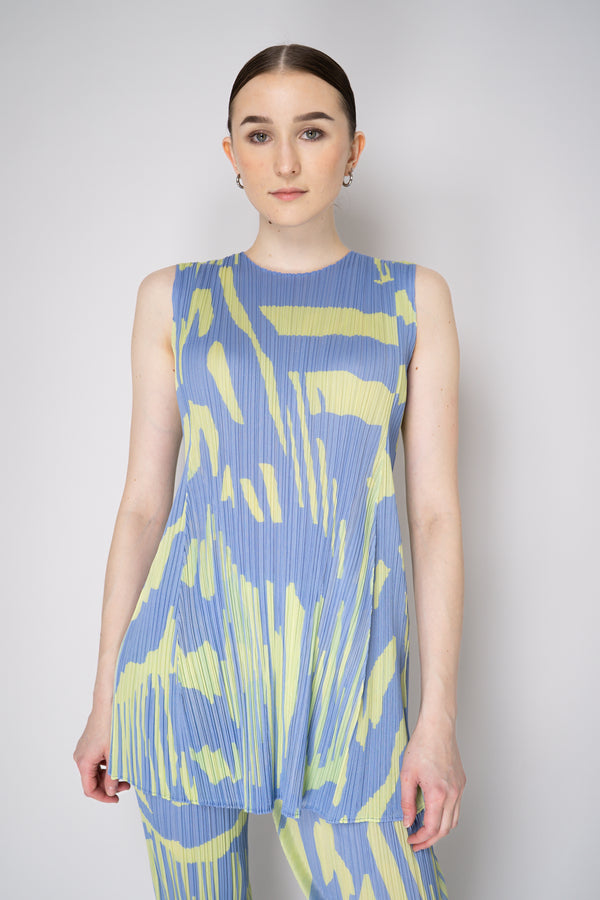 Pleats Please Issey Miyake Refraction Tunic in Lavender and Green Print Vancouver. Shop Online or in Store.