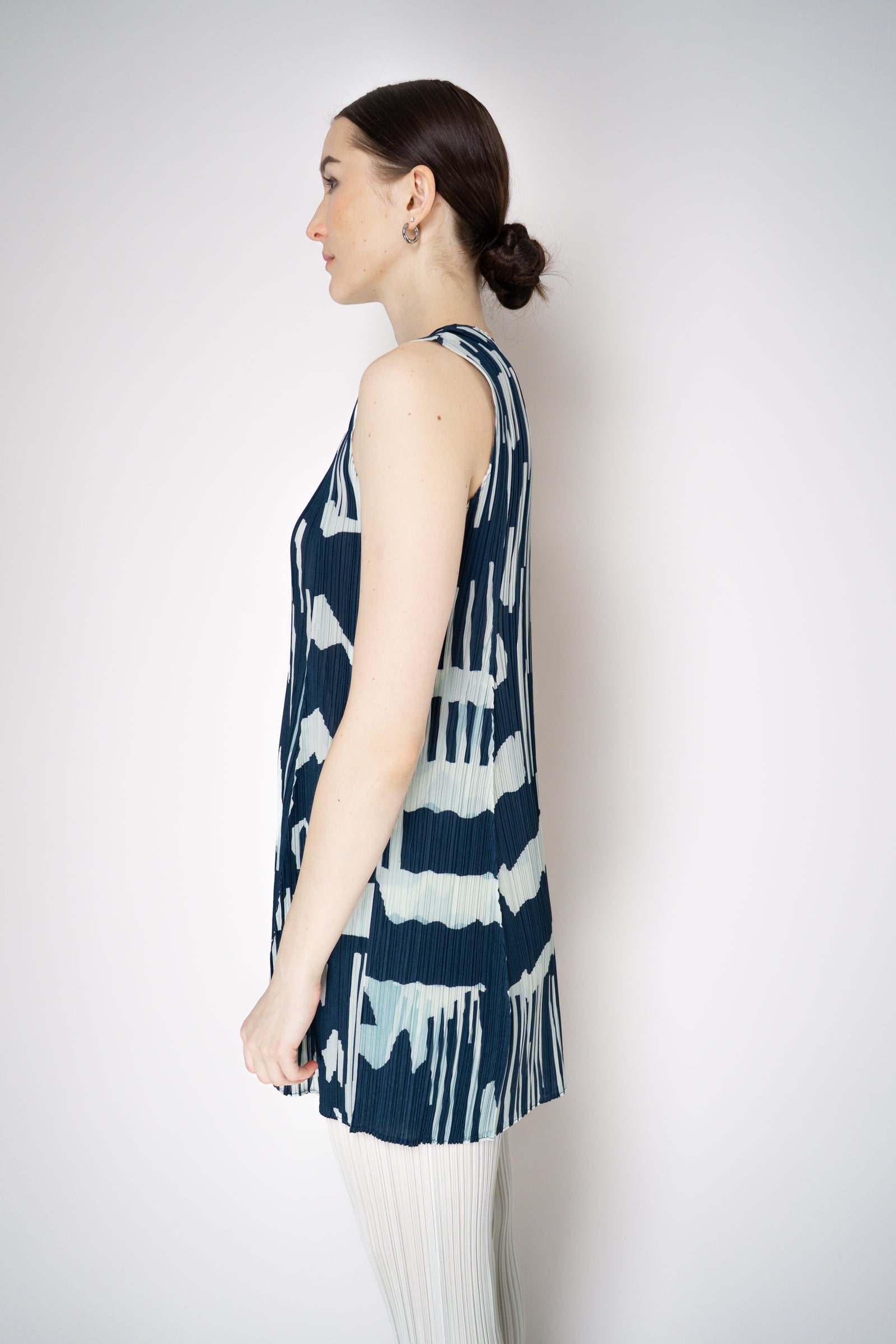 Pleats Please Issey Miyake Refraction Tunic in Navy and