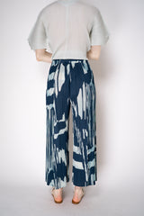 Pleats Please Issey Miyake Refraction Wide Leg Pants in Navy and Pastel Green Print Vancouver. Shop Online or in Store.