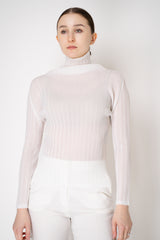 Pleats Please Issey Miyake Rib Pleats Basics Turtleneck in White Vancouver. Shop Online or in Store.