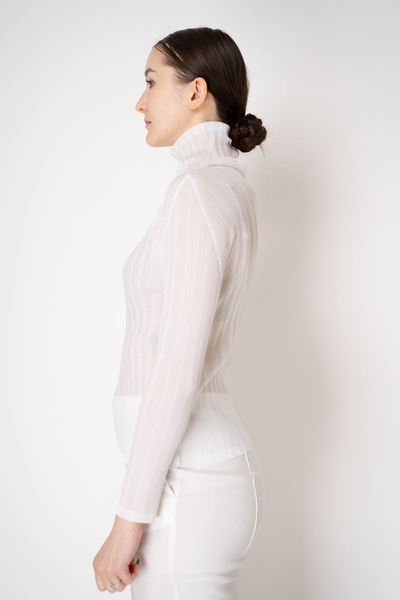 Pleats Please Issey Miyake Rib Pleats Basics Turtleneck in White