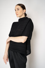 Pleats Please Issey Miyake Sheer Bounce Knit Short Sleeve Top in Black Vancouver. Shop Online or in Store.