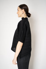 Pleats Please Issey Miyake Sheer Bounce Knit Short Sleeve Top in Black Vancouver. Shop Online or in Store.