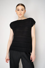 Pleats Please Issey Miyake Sheer Bounce Knit  Sleeveless Top in Black Vancouver. Shop Online or in Store.