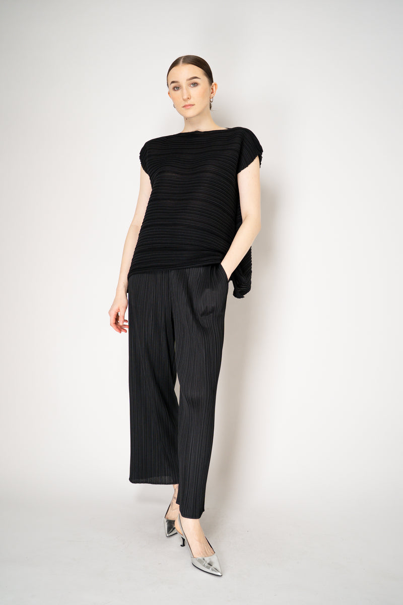 Pleats Please Issey Miyake Sheer Bounce Knit  Sleeveless Top in Black Vancouver. Shop Online or in Store.
