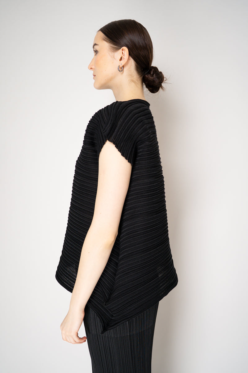 Pleats Please Issey Miyake Sheer Bounce Knit  Sleeveless Top in Black Vancouver. Shop Online or in Store.