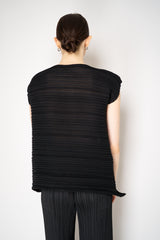Pleats Please Issey Miyake Sheer Bounce Knit  Sleeveless Top in Black Vancouver. Shop Online or in Store.