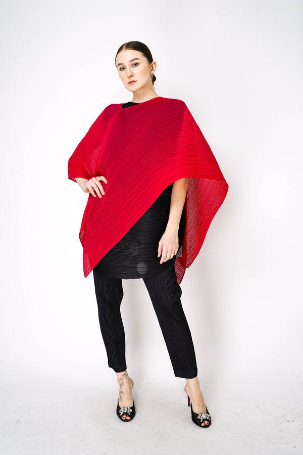 Pleats Please Issey Miyake Small Colourful Madame-T Shawl in Bright Pink Vancouver. Shop Online or in Store. 
