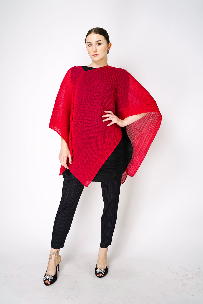 Pleats Please Issey Miyake Small Colourful Madame-T Shawl in Bright Pink Vancouver. Shop Online or in Store. 
