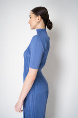 Pleats Please Issey Miyake Soft Pleats Turtleneck T-Shirt in Periwinkle Vancouver. Shop Online or in Store.