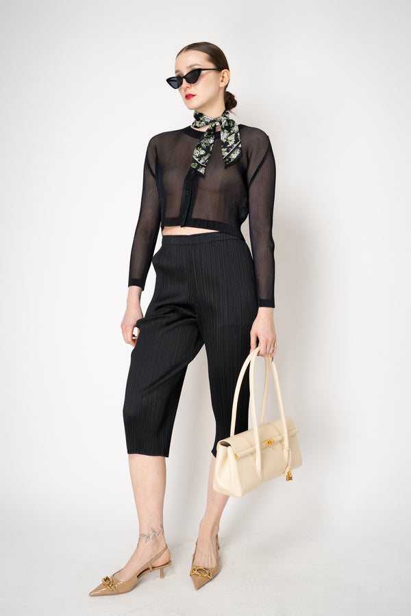 PLEATS PLEASE TATAMI APRIL BLACKカーディガン PLEATS PLEASE ISSEY MIYAKE - PLEATS PLEASE TATAMI APRIL BLACK