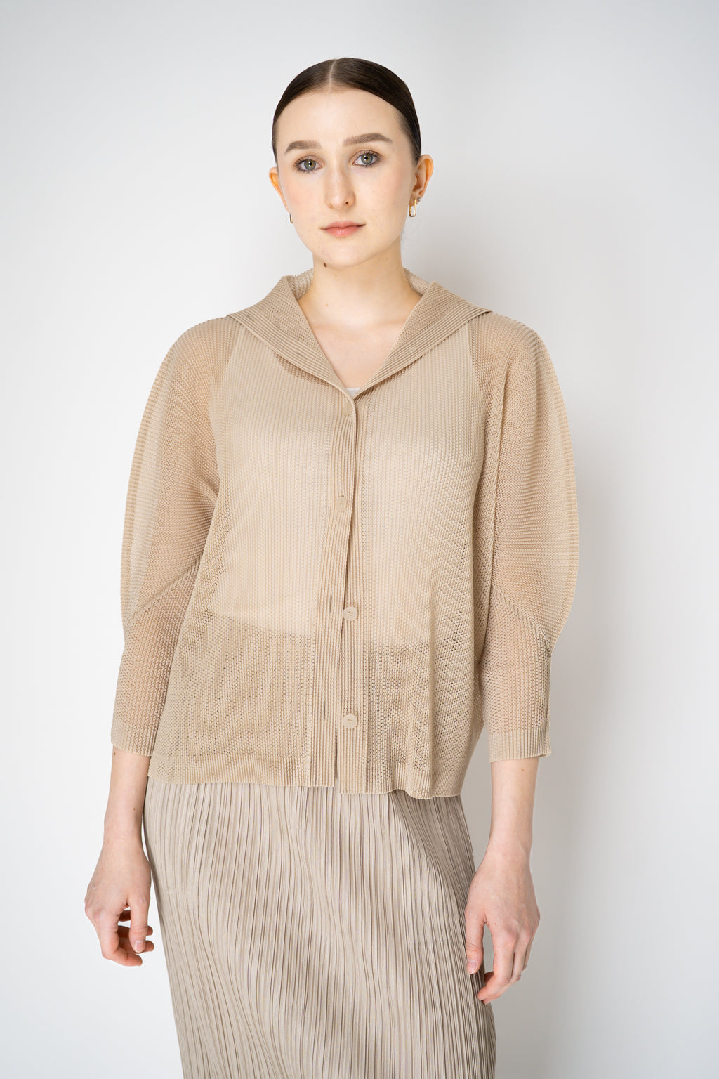 Pleats Please Issey Miyake Tatami July High Neck Mesh