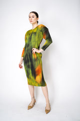 Pleats Please Issey Miyake "Turnip & Spinach" Dress in Green Vancouver. Shop online or in store
