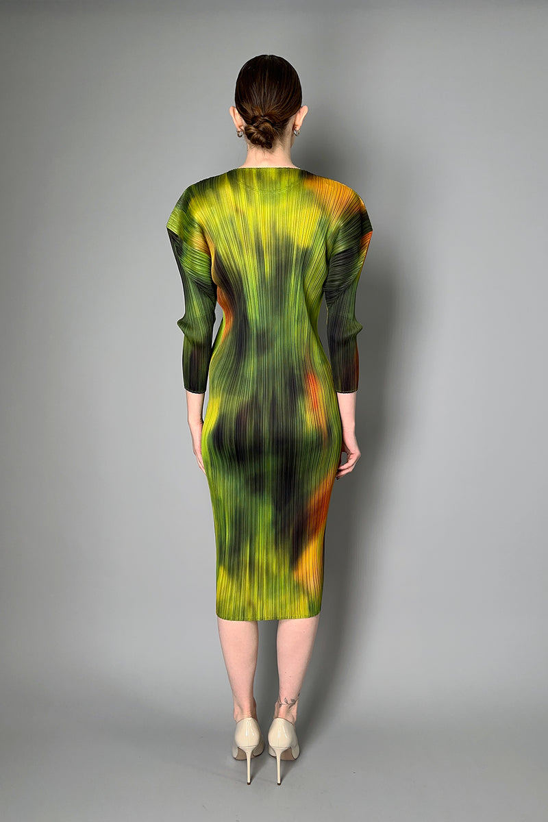 Pleats Please Issey Miyake "Turnip & Spinach" Dress in Green Vancouver. Shop Online or in Store. 
