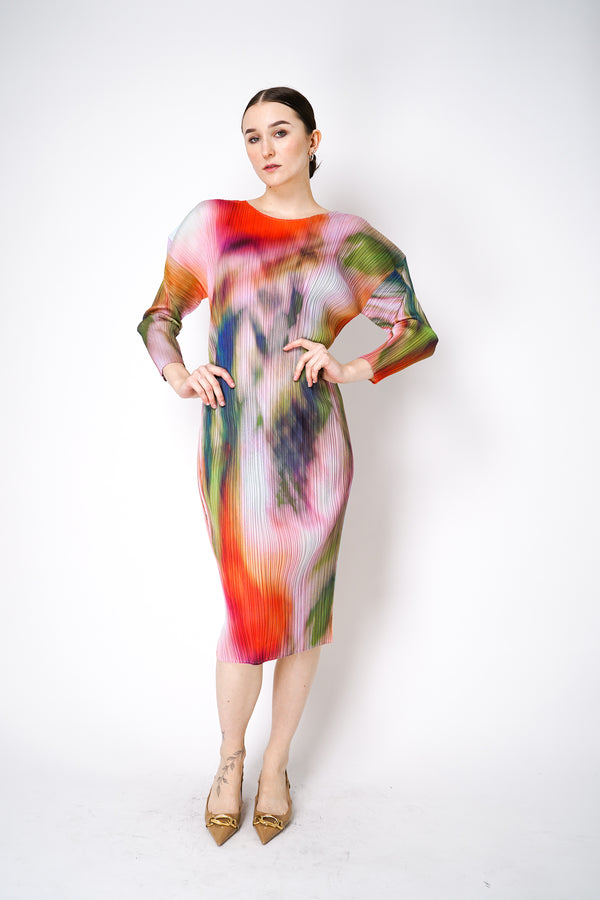 Pleats Please Issey Miyake "Turnip & Spinach" Dress in Pink Vancouver. Shop online or in store